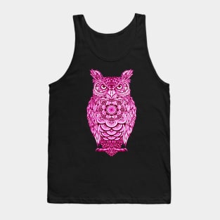 Pink Owl, Fun Bird Graphic For Owl Lovers Tank Top